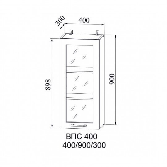 Лофт шкаф навесной высокий со стеклом 400 | ВПС400